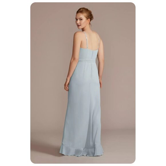 ! NWT Celebrate DB Studio f20510 Dusty Spaghetti Strap Chiffon Ruffle - Picture 1 of 10